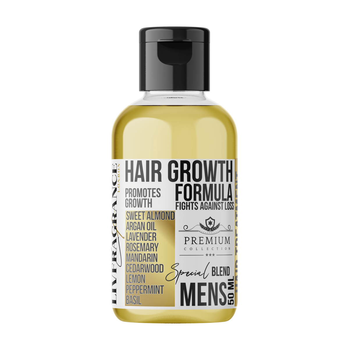 LIVFRAGRANCE Men's Hair Oil 50ml – 9 Oils for Nourishment & Growth Support