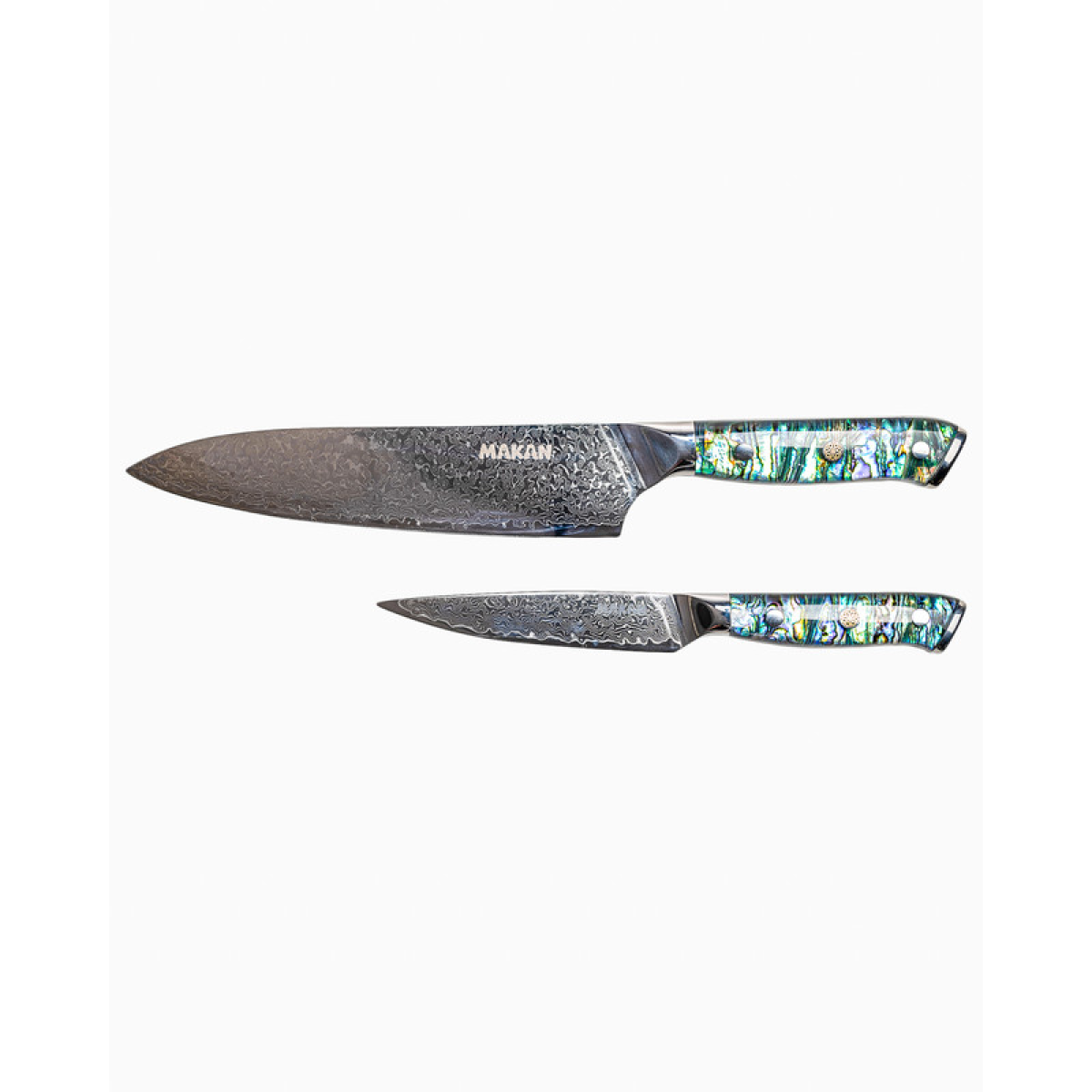 ChefS Knife & Utility Knife Damascus Steel Set - Blue Shell