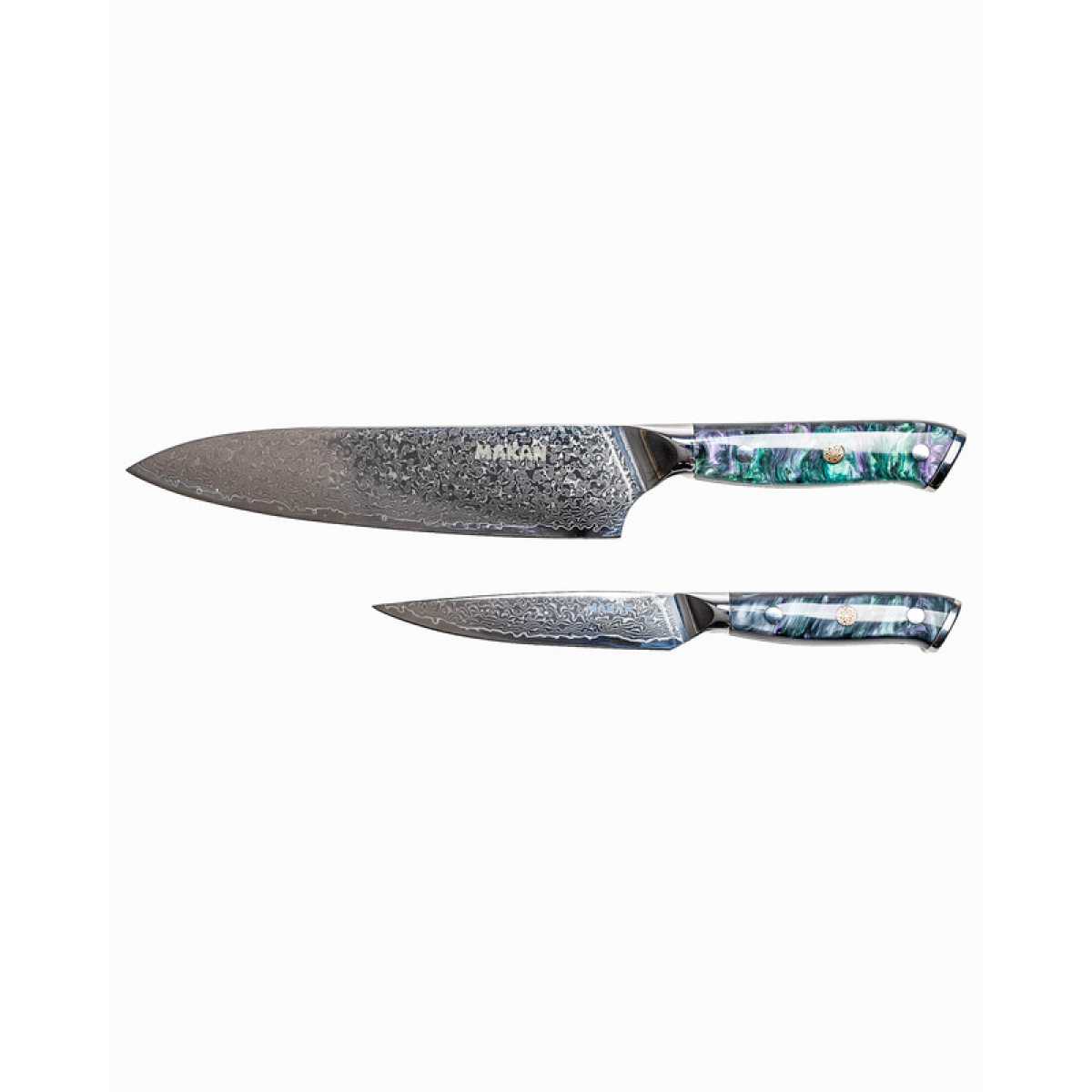 ChefS Knife & Utility Knife Damascus Steel Set - Sky Blue